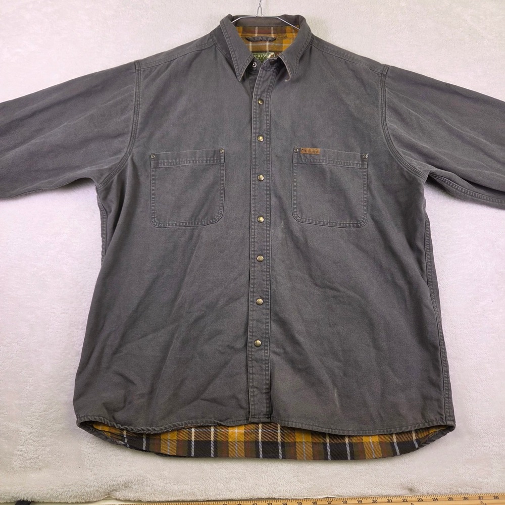 Ivy Crew Explorer Mens XL Grey Flannel Lined Canvas Button Down Work Shirt